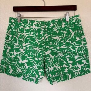 J. Crew Green and White Leaf-Print Shorts